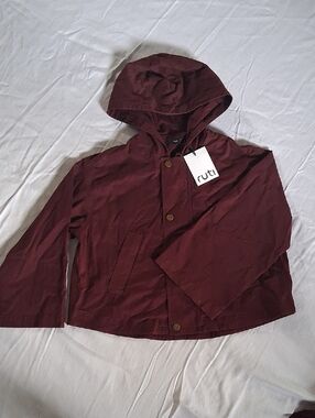 Ruti Women's Oversized Twill Hooded Utility Jacket 2.0  in Deep Burgundy XS